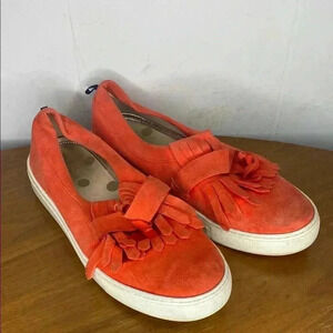 Boden Rayna Fringe Orange Slip On Shoes Women's Size 8